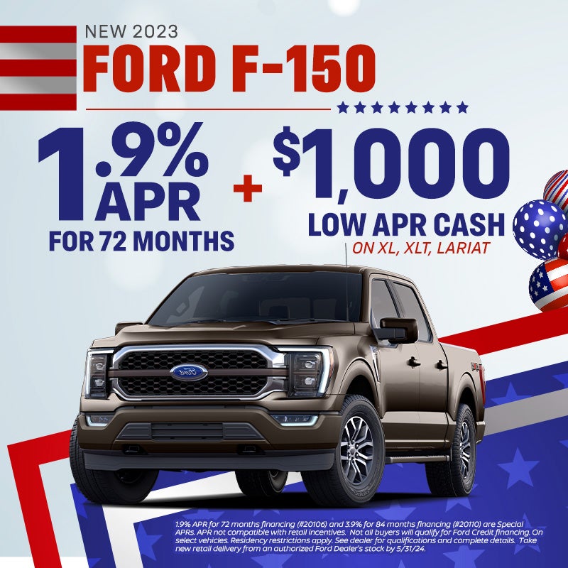 2023 Ford F-150 1.9% for 72 months plus $1500 Low APR Cash o